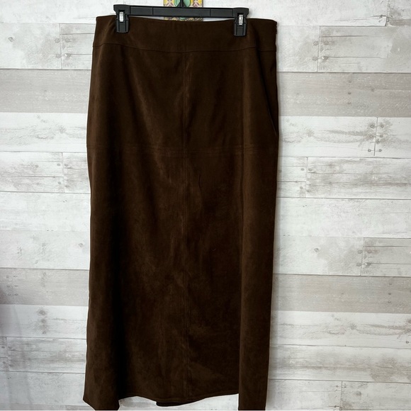 Cato Brown Suede Feel Two Piece Jacket and Skirt - Picture 1 of 8